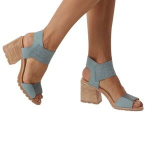 Sorel Nadia Heeled Strappy Chunky Sandals Blue Size 9